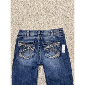 Silver Jeans Dark Blue Embroidered Back Pocket Ankle Jeans